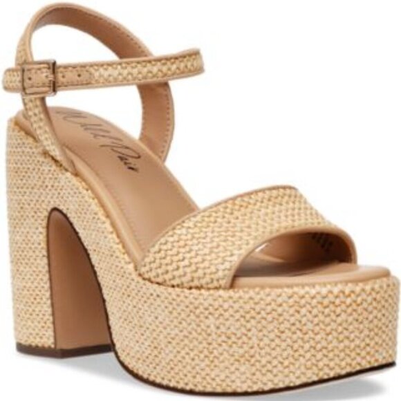 NEW Wild Pair Vidaa Ankle-Strap Patchwork Pl Natural Raffia 12 - Picture 1 of 9